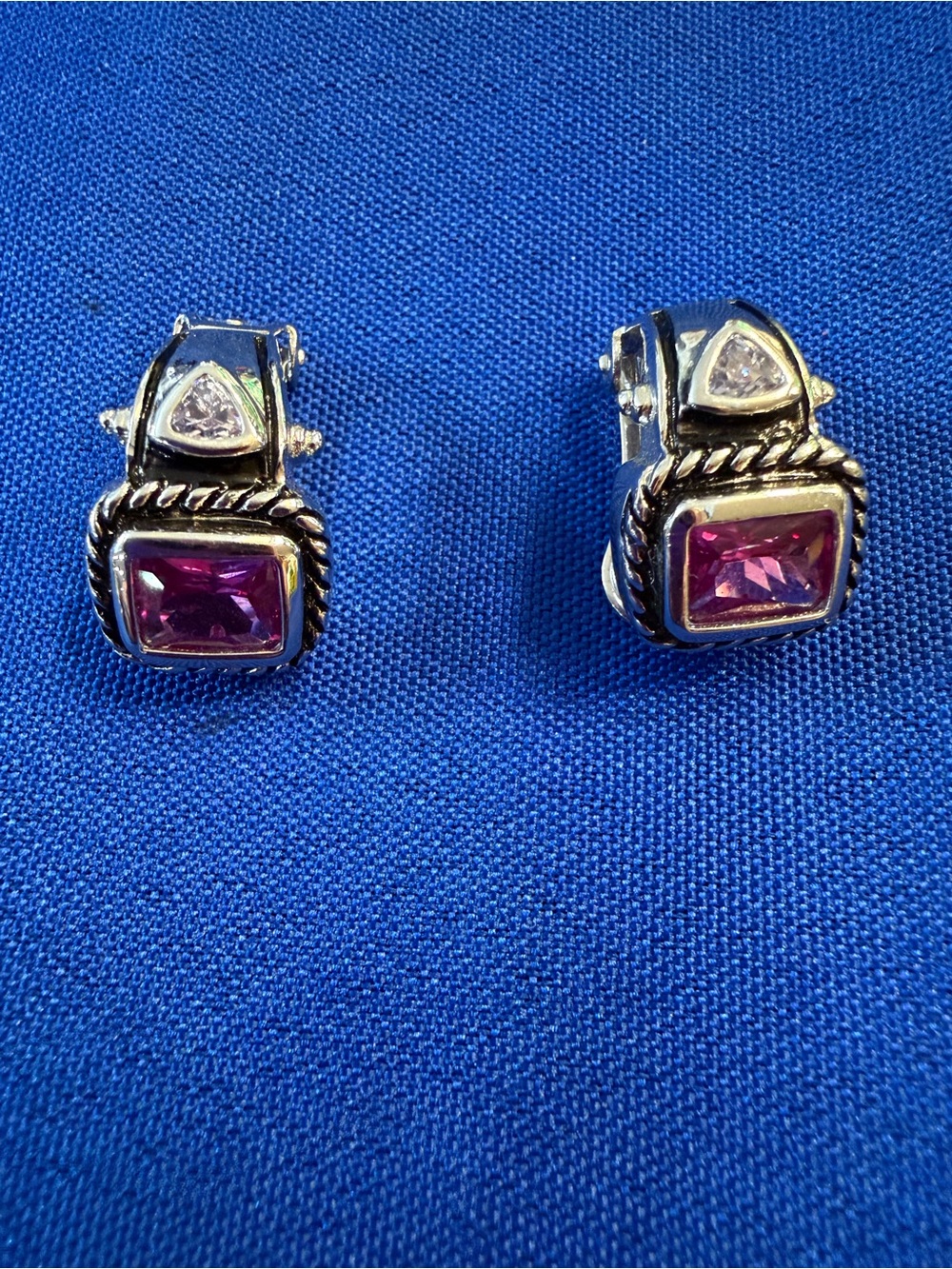 Park Lane Purple & Clear Crystal Silver Clip-On Earrings New